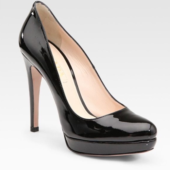 Prada Shoes - PRADA black patent leather pumps